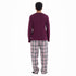 Men Fall Pajama Set Dark Red Buttoned Sweatshirt + Dark red x Grey checkered Pants